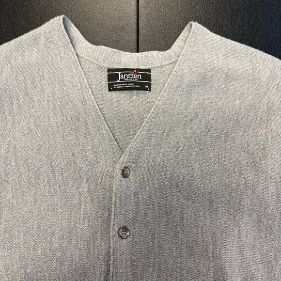 VTG Jantzen Men’s Gray Button-Up Cardigan Sweater SZ Medium Grandpacore Preppy - Picture 3 of 8